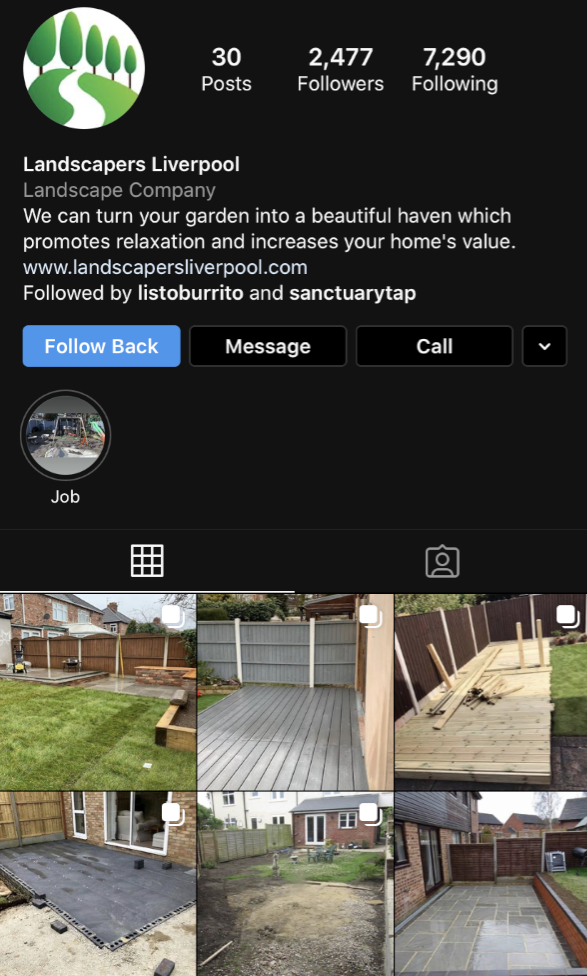 Cubefunder Getting started on Instagram Landscapers Liverpool